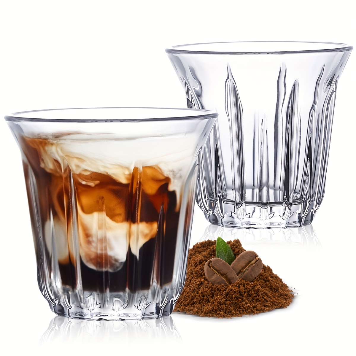 Espresso Shot Glass - ถ้วยเอสเพรสโซ 2 แพ็ค, ถ้วยแก้วใสสำหรับกาแฟ, แก้วกาแฟ อุปกรณ์เสริมสำหรับเอสเพรสโซในห้องครัว/สำนักงาน/บาร์