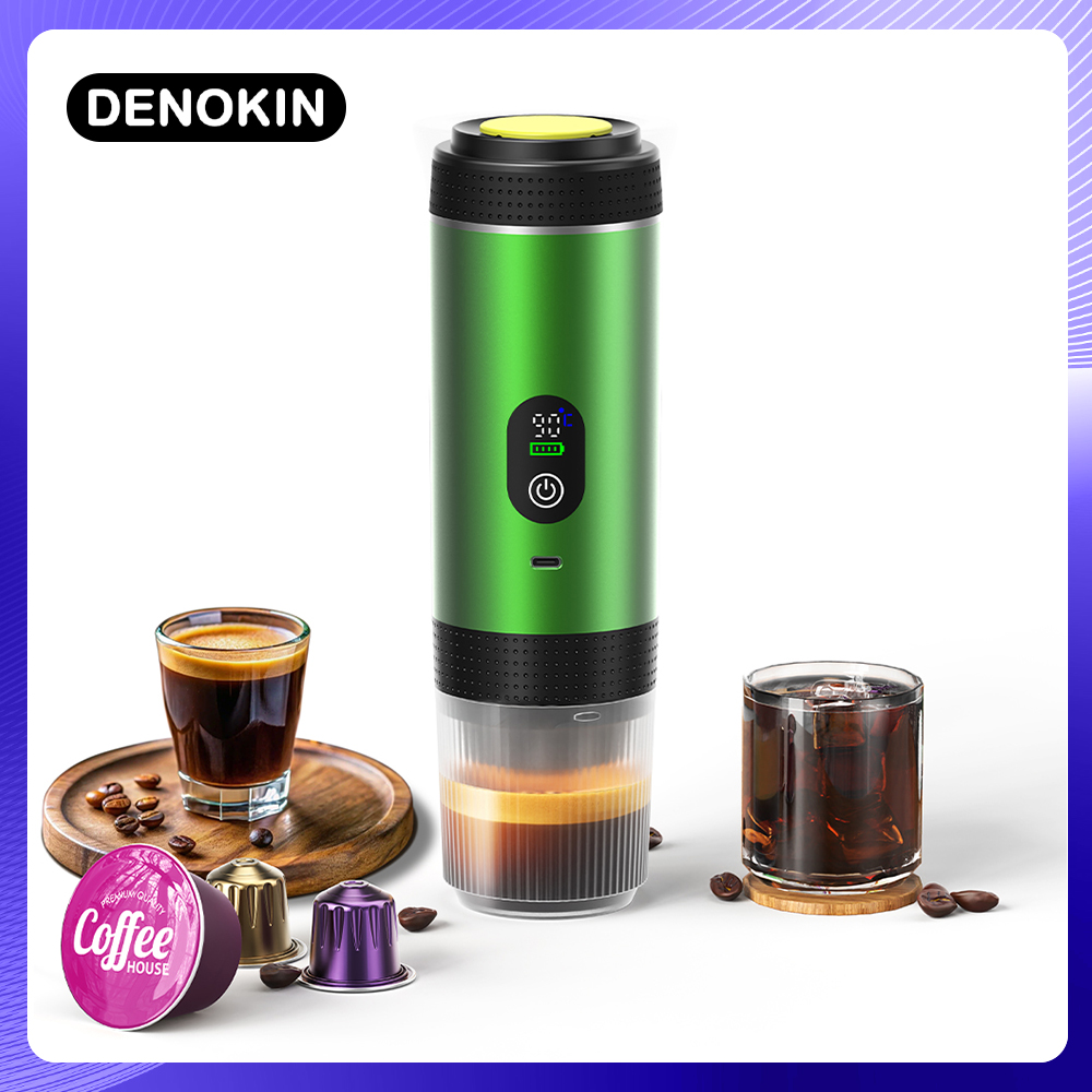 Coffee Equipment For Camping - DENOKIN 3-in-1 เครื่องชงกาแฟแคปซูลดิจิตอลจอแสดงผลเครื่องชงกาแฟเอสเปรสโซแบบพกพาสําหรับรถยนต์ & Home Camping